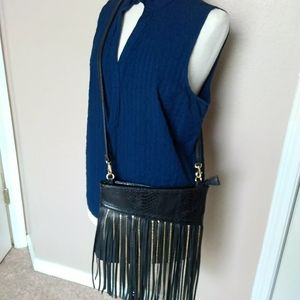 Cache Black Leather Crossbody Purse Bag